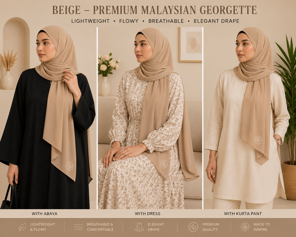 Malaysian Georgette Hijaab / Stole /Scarf