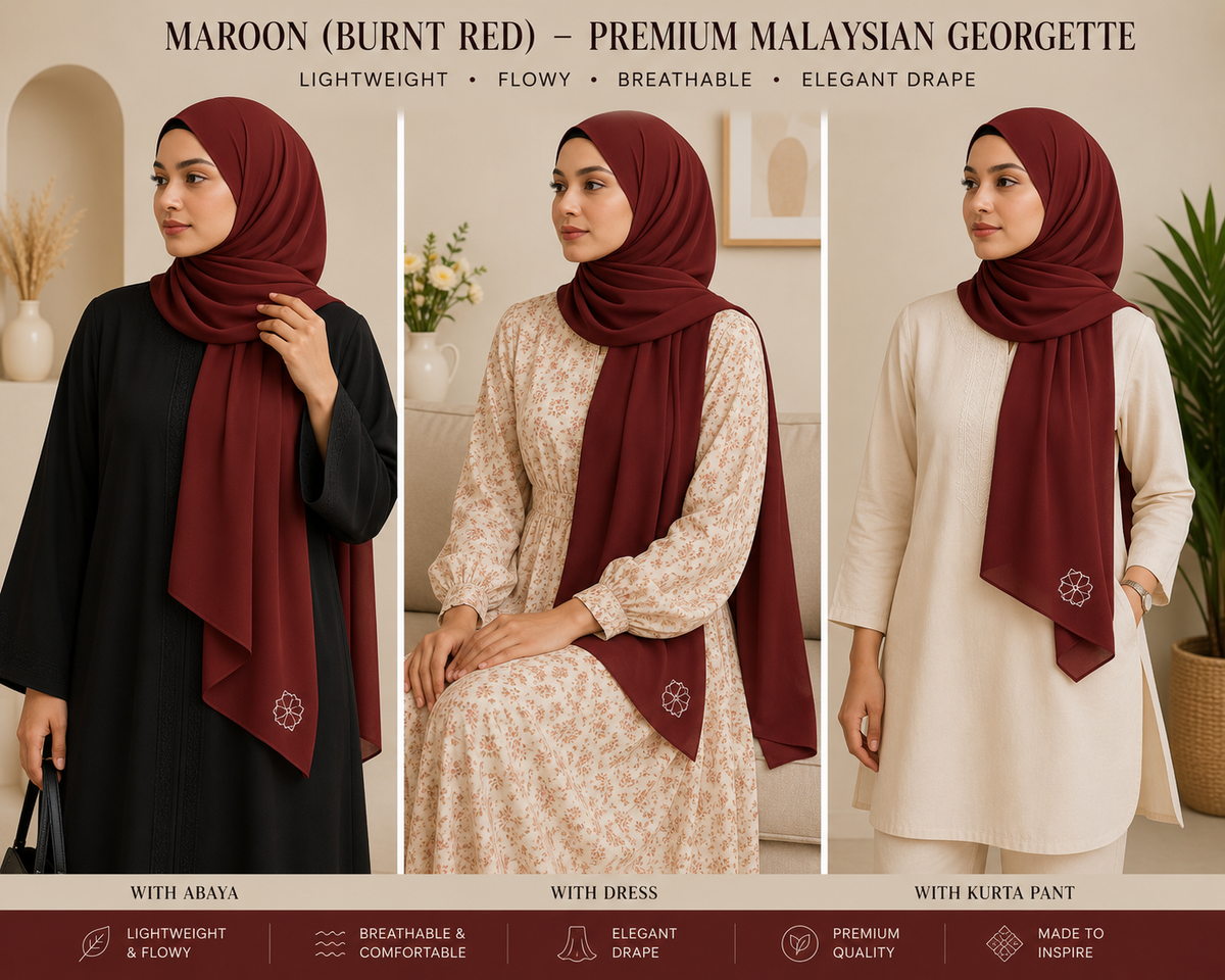 Malaysian Georgette Hijaab / Stole /Scarf
