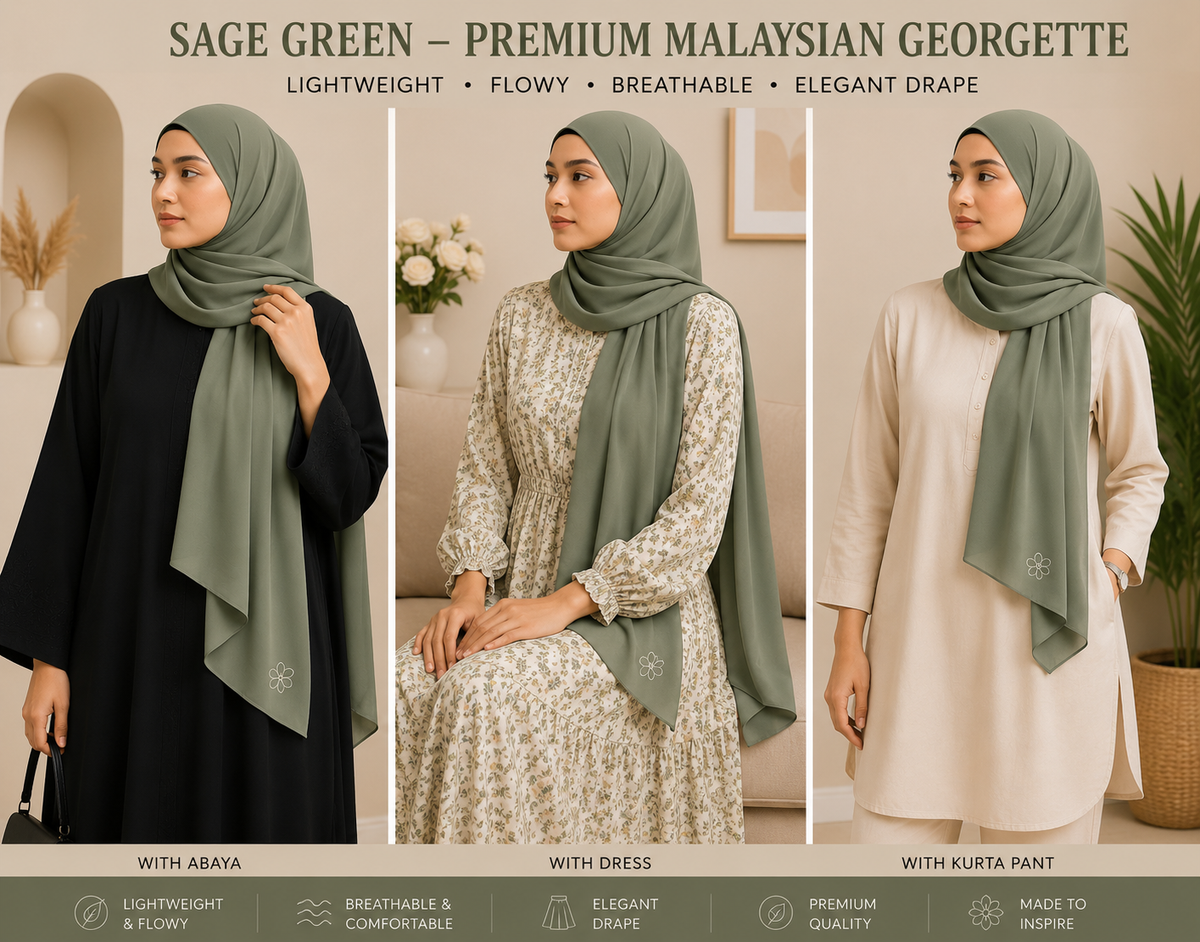 Malaysian Georgette Hijaab / Stole /Scarf