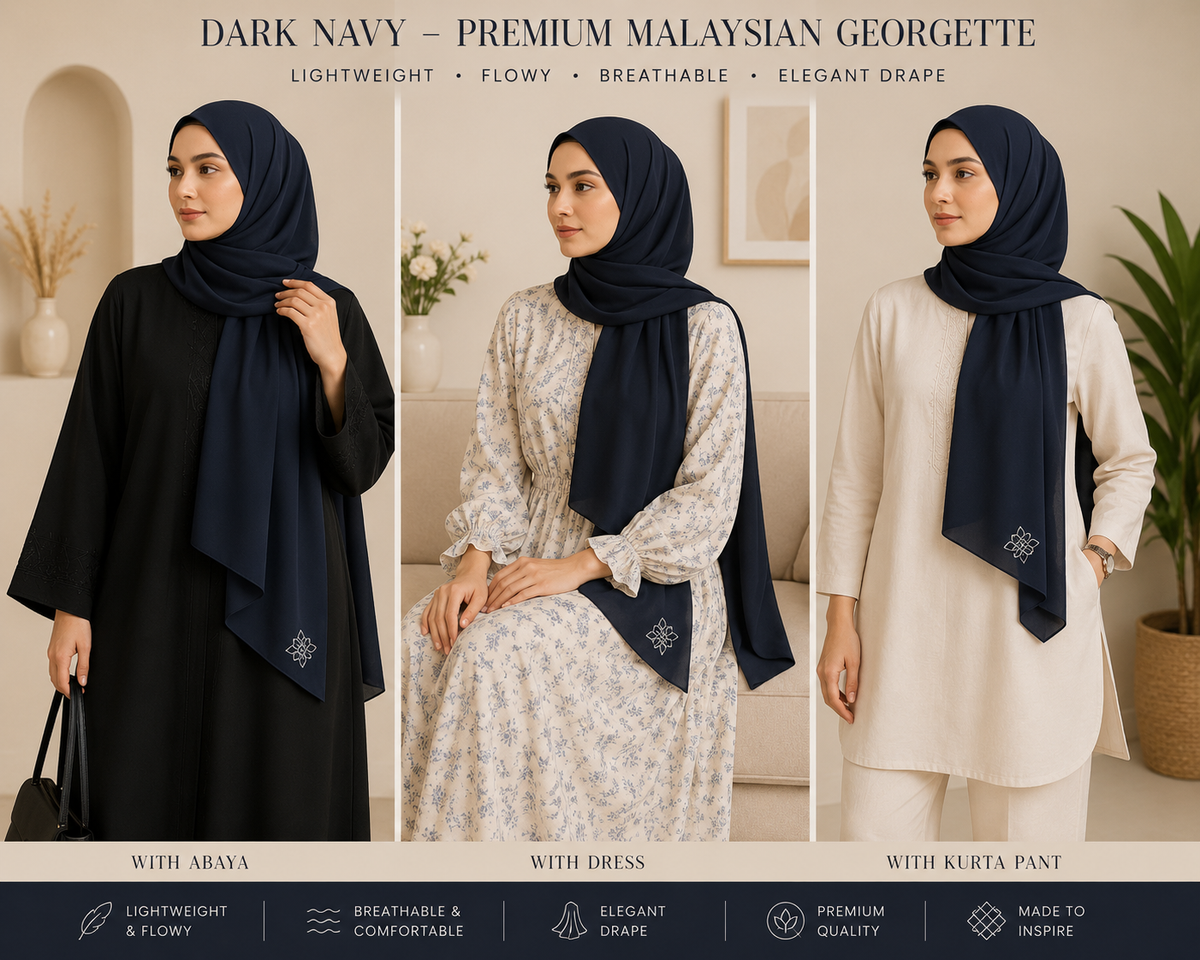 Malaysian Georgette Hijaab / Stole /Scarf