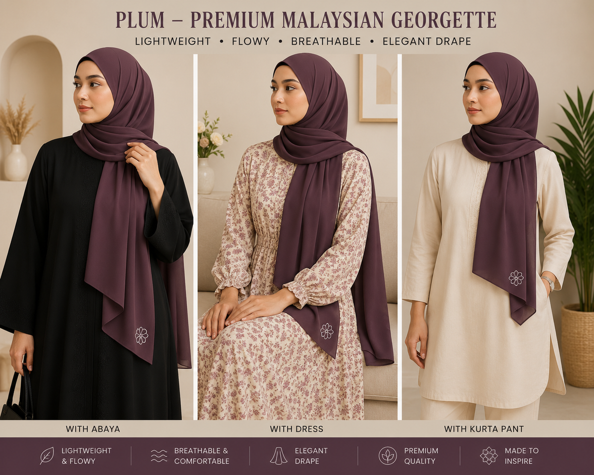 Malaysian Georgette Hijaab / Stole /Scarf
