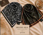 Silk Satin Printed Hijaab / Scarf / Stole - Black
