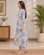 Azure Bloom A-Line Kurta Set