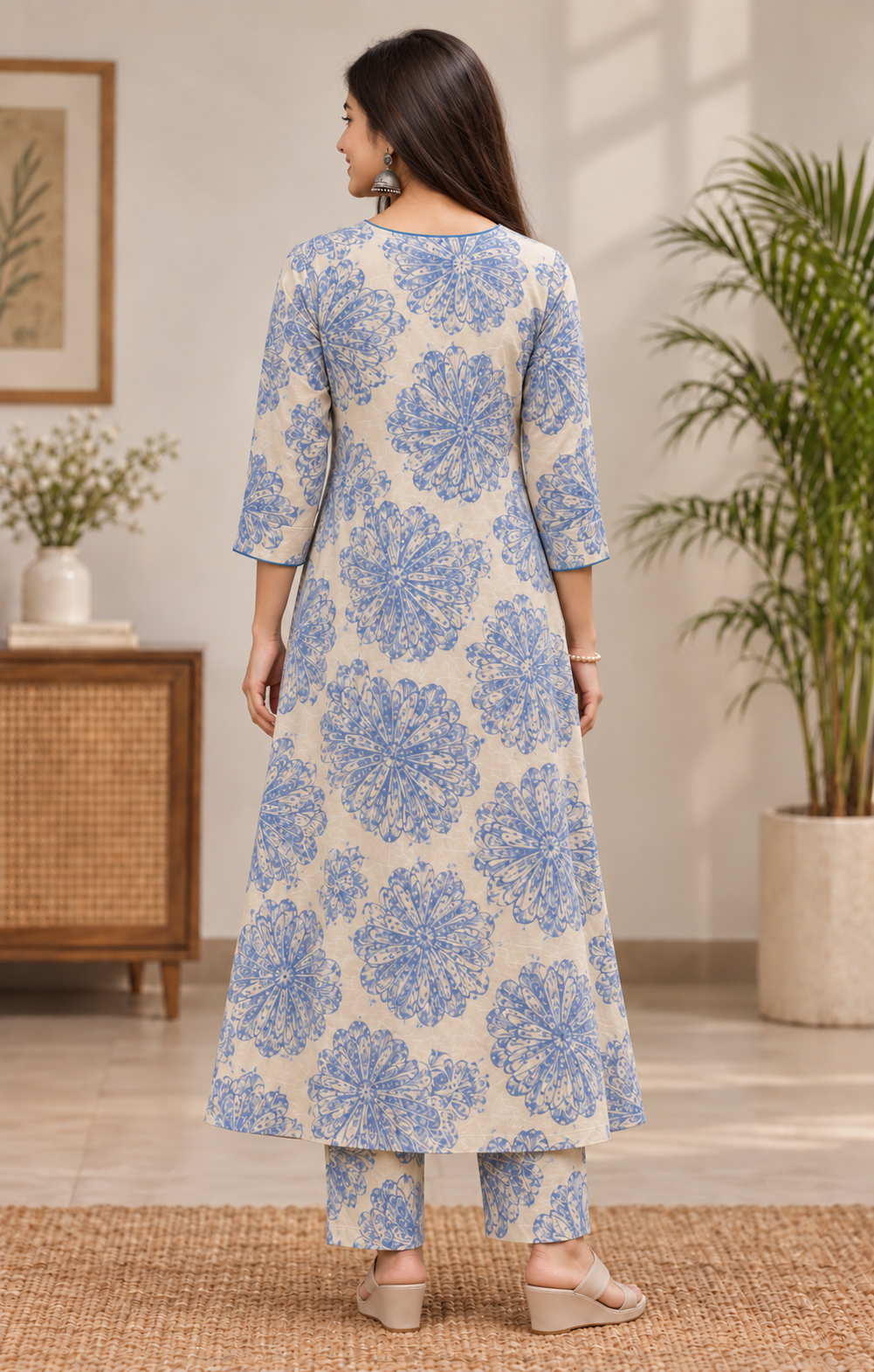 Azure Bloom A-Line Kurta Set