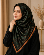 Silk Satin Printed Hijaab / Scarf / Stole Green